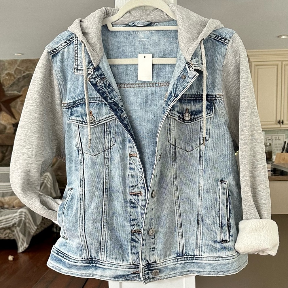 Aeropostale Jean Jacket Hoodie Sweatshirt, XL